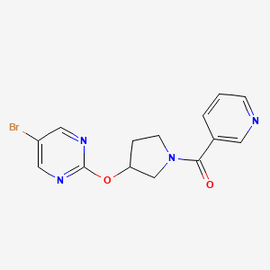 molecular formula C14H13BrN4O2 B2382013 5-Bromo-2-{[1-(pyridine-3-carbonyl)pyrrolidin-3-yl]oxy}pyrimidine CAS No. 2097923-53-8