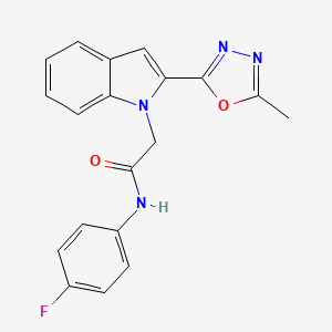 molecular formula C19H15FN4O2 B2382018 N-(4-fluorophenyl)-2-(2-(5-methyl-1,3,4-oxadiazol-2-yl)-1H-indol-1-yl)acetamide CAS No. 923186-59-8