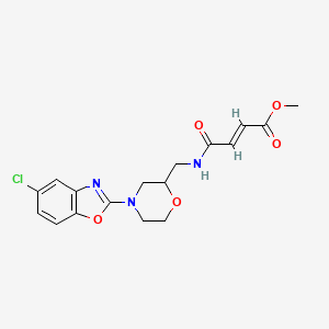 molecular formula C17H18ClN3O5 B2382029 Methyl (E)-4-[[4-(5-chloro-1,3-benzoxazol-2-yl)morpholin-2-yl]methylamino]-4-oxobut-2-enoate CAS No. 2411329-82-1
