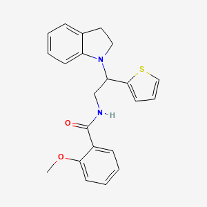 molecular formula C22H22N2O2S B2382030 N-(2-(indolin-1-yl)-2-(thiophen-2-yl)ethyl)-2-methoxybenzamide CAS No. 898459-15-9