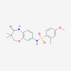 molecular formula C19H22N2O5S B2382085 N-(3,3-dimethyl-4-oxo-2,3,4,5-tetrahydrobenzo[b][1,4]oxazepin-8-yl)-4-methoxy-2-methylbenzenesulfonamide CAS No. 922051-42-1