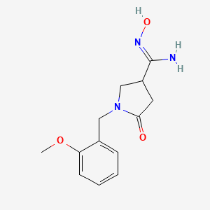 molecular formula C13H17N3O3 B2382098 N'-hydroxy-1-(2-methoxybenzyl)-5-oxopyrrolidine-3-carboximidamide CAS No. 1993503-23-3