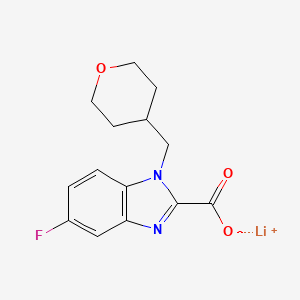 molecular formula C14H14FLiN2O3 B2382101 Lithium 5-fluoro-1-[(tetrahydro-2H-pyran-4-yl)methyl]-1H-benzo[d]imidazole-2-carboxylate CAS No. 2197062-33-0
