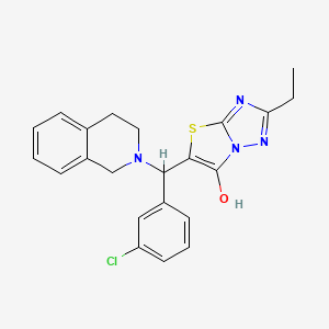 molecular formula C22H21ClN4OS B2382105 5-((3-chlorophenyl)(3,4-dihydroisoquinolin-2(1H)-yl)methyl)-2-ethylthiazolo[3,2-b][1,2,4]triazol-6-ol CAS No. 898349-87-6