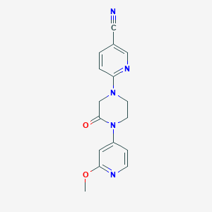molecular formula C16H15N5O2 B2382106 6-[4-(2-Methoxypyridin-4-yl)-3-oxopiperazin-1-yl]pyridine-3-carbonitrile CAS No. 2380082-05-1
