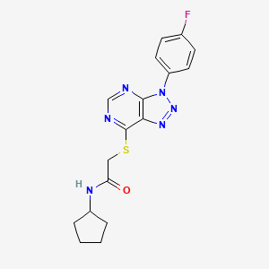 molecular formula C17H17FN6OS B2382248 N-cyclopentyl-2-((3-(4-fluorophenyl)-3H-[1,2,3]triazolo[4,5-d]pyrimidin-7-yl)thio)acetamide CAS No. 863460-25-7
