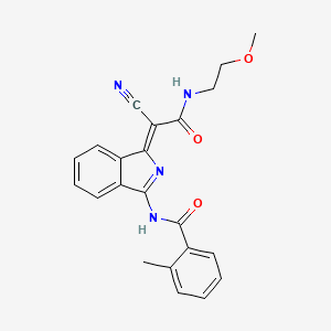 molecular formula C22H20N4O3 B2382290 (Z)-N-(1-(1-cyano-2-((2-methoxyethyl)amino)-2-oxoethylidene)-1H-isoindol-3-yl)-2-methylbenzamide CAS No. 885183-62-0