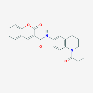 molecular formula C23H22N2O4 B2382318 N-[1-(2-methylpropanoyl)-1,2,3,4-tetrahydroquinolin-6-yl]-2-oxo-2H-chromene-3-carboxamide CAS No. 951485-36-2