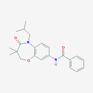 molecular formula C22H26N2O3 B2382359 N-(5-isobutyl-3,3-dimethyl-4-oxo-2,3,4,5-tetrahydrobenzo[b][1,4]oxazepin-8-yl)benzamide CAS No. 921582-83-4