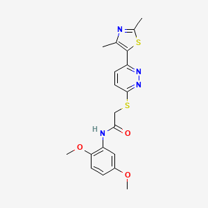 molecular formula C19H20N4O3S2 B2382422 N-(2,5-dimethoxyphenyl)-2-((6-(2,4-dimethylthiazol-5-yl)pyridazin-3-yl)thio)acetamide CAS No. 894007-50-2