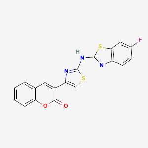 molecular formula C19H10FN3O2S2 B2382434 3-{2-[(6-fluoro-1,3-benzothiazol-2-yl)amino]-1,3-thiazol-4-yl}-2H-chromen-2-one CAS No. 862976-14-5