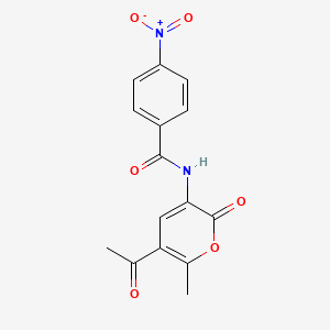 molecular formula C15H12N2O6 B2382443 N-(5-acetyl-6-methyl-2-oxo-2H-pyran-3-yl)-4-nitrobenzenecarboxamide CAS No. 338418-33-0