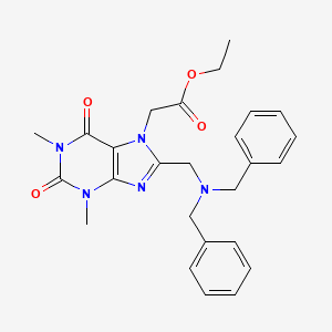 molecular formula C26H29N5O4 B2382461 Ethyl 2-[8-[(dibenzylamino)methyl]-1,3-dimethyl-2,6-dioxopurin-7-yl]acetate CAS No. 851940-52-8