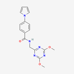 molecular formula C17H17N5O3 B2382538 N-((4,6-dimethoxy-1,3,5-triazin-2-yl)methyl)-4-(1H-pyrrol-1-yl)benzamide CAS No. 2034357-91-8