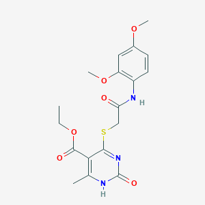 molecular formula C18H21N3O6S B2382564 ethyl 4-({[(2,4-dimethoxyphenyl)carbamoyl]methyl}sulfanyl)-6-methyl-2-oxo-1,2-dihydropyrimidine-5-carboxylate CAS No. 899957-18-7