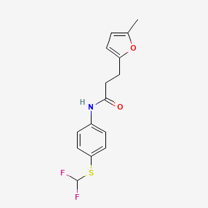molecular formula C15H15F2NO2S B2382581 N-[4-(difluoromethylsulfanyl)phenyl]-3-(5-methylfuran-2-yl)propanamide CAS No. 446826-76-2