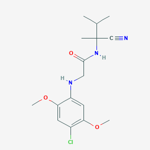 molecular formula C16H22ClN3O3 B2382657 2-[(4-chloro-2,5-dimethoxyphenyl)amino]-N-(1-cyano-1,2-dimethylpropyl)acetamide CAS No. 1181494-76-7