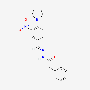molecular formula C19H20N4O3 B2382659 N'-((3-Nitro-4-(1-pyrrolidinyl)phenyl)methylene)-2-phenylacetohydrazide CAS No. 329777-66-4