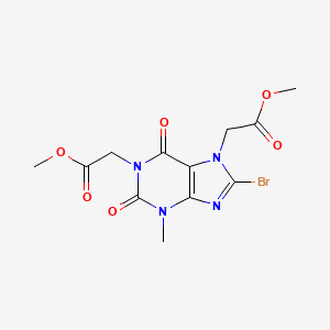 molecular formula C12H13BrN4O6 B2382673 dimethyl 2,2'-(8-bromo-3-methyl-2,6-dioxo-2,3-dihydro-1H-purine-1,7(6H)-diyl)diacetate CAS No. 332905-15-4