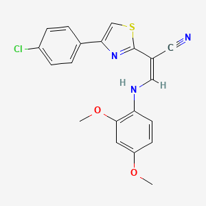 molecular formula C20H16ClN3O2S B2382678 (Z)-2-(4-(4-chlorophenyl)thiazol-2-yl)-3-((2,4-dimethoxyphenyl)amino)acrylonitrile CAS No. 372976-99-3