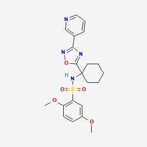 molecular formula C21H24N4O5S B2382679 2,5-dimethoxy-N-{1-[3-(pyridin-3-yl)-1,2,4-oxadiazol-5-yl]cyclohexyl}benzene-1-sulfonamide CAS No. 1396799-72-6