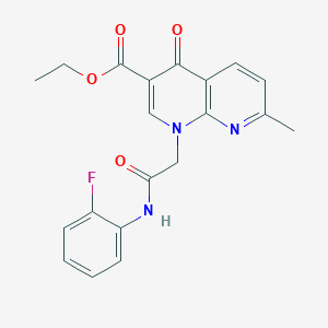 molecular formula C20H18FN3O4 B2382697 Ethyl 1-(2-((2-fluorophenyl)amino)-2-oxoethyl)-7-methyl-4-oxo-1,4-dihydro-1,8-naphthyridine-3-carboxylate CAS No. 932457-07-3