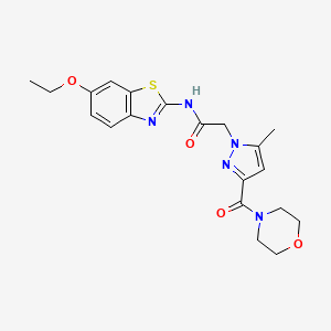 molecular formula C20H23N5O4S B2382701 N-(6-ethoxybenzo[d]thiazol-2-yl)-2-(5-methyl-3-(morpholine-4-carbonyl)-1H-pyrazol-1-yl)acetamide CAS No. 1171323-20-8