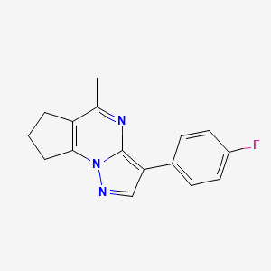 molecular formula C16H14FN3 B2382710 3-(4-fluorophenyl)-5-methyl-7,8-dihydro-6H-cyclopenta[e]pyrazolo[1,5-a]pyrimidine CAS No. 866018-10-2