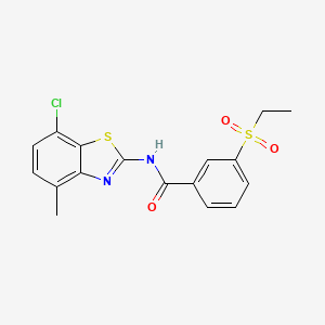 molecular formula C17H15ClN2O3S2 B2382749 N-(7-chloro-4-methyl-1,3-benzothiazol-2-yl)-3-(ethanesulfonyl)benzamide CAS No. 886921-09-1
