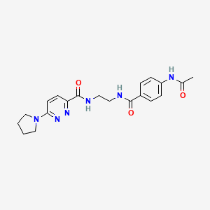 molecular formula C20H24N6O3 B2382755 N-(2-(4-acetamidobenzamido)ethyl)-6-(pyrrolidin-1-yl)pyridazine-3-carboxamide CAS No. 1396791-28-8