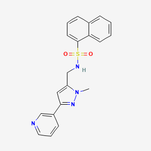 molecular formula C20H18N4O2S B2382763 N-((1-methyl-3-(pyridin-3-yl)-1H-pyrazol-5-yl)methyl)naphthalene-1-sulfonamide CAS No. 2034350-79-1
