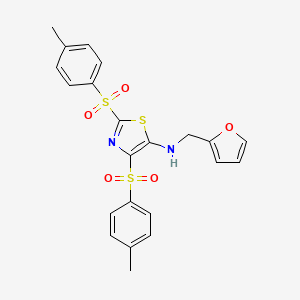 molecular formula C22H20N2O5S3 B2382766 N-[(furan-2-yl)methyl]-2,4-bis(4-methylbenzenesulfonyl)-1,3-thiazol-5-amine CAS No. 690989-92-5
