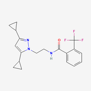 molecular formula C19H20F3N3O B2382768 N-(2-(3,5-dicyclopropyl-1H-pyrazol-1-yl)ethyl)-2-(trifluoromethyl)benzamide CAS No. 2309730-97-8