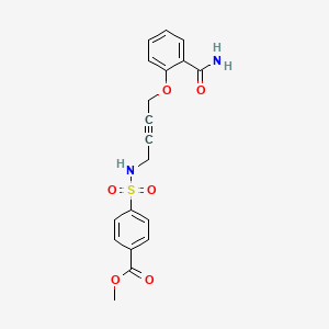 molecular formula C19H18N2O6S B2382807 methyl 4-(N-(4-(2-carbamoylphenoxy)but-2-yn-1-yl)sulfamoyl)benzoate CAS No. 1448070-14-1