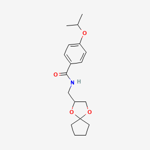 molecular formula C18H25NO4 B2382814 N-(1,4-dioxaspiro[4.4]nonan-2-ylmethyl)-4-isopropoxybenzamide CAS No. 899730-90-6