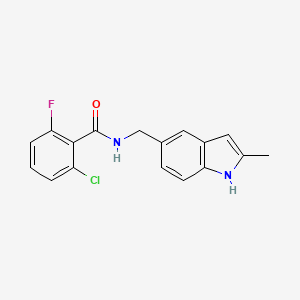 molecular formula C17H14ClFN2O B2382831 2-chloro-6-fluoro-N-[(2-methyl-1H-indol-5-yl)methyl]benzamide CAS No. 852136-50-6