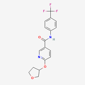 molecular formula C17H15F3N2O3 B2382840 6-((tetrahydrofuran-3-yl)oxy)-N-(4-(trifluoromethyl)phenyl)nicotinamide CAS No. 2034491-05-7