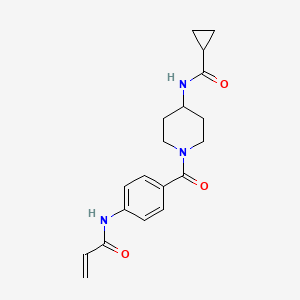 molecular formula C19H23N3O3 B2382848 N-[1-[4-(Prop-2-enoylamino)benzoyl]piperidin-4-yl]cyclopropanecarboxamide CAS No. 2411239-90-0