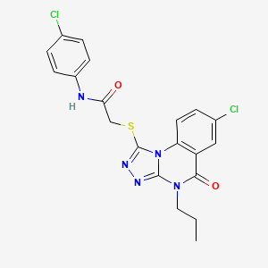 2-((7-chloro-5-oxo-4-propyl-4,5-dihydro-[1,2,4]triazolo[4,3-a]quinazolin-1-yl)thio)-N-(4-chlorophenyl)acetamide