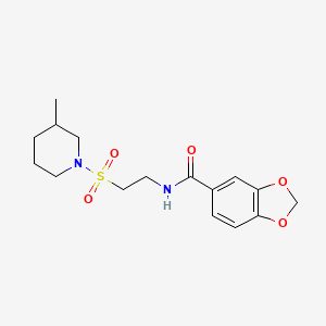 molecular formula C16H22N2O5S B2382863 N-(2-((3-methylpiperidin-1-yl)sulfonyl)ethyl)benzo[d][1,3]dioxole-5-carboxamide CAS No. 899968-09-3