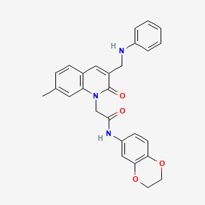 2-[3-(anilinomethyl)-7-methyl-2-oxoquinolin-1(2H)-yl]-N-(2,3-dihydro-1,4-benzodioxin-6-yl)acetamide
