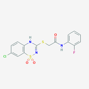 2-((7-chloro-1,1-dioxido-4H-benzo[e][1,2,4]thiadiazin-3-yl)thio)-N-(2-fluorophenyl)acetamide