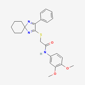 molecular formula C24H27N3O3S B2382895 N-(3,4-dimethoxyphenyl)-2-((3-phenyl-1,4-diazaspiro[4.5]deca-1,3-dien-2-yl)thio)acetamide CAS No. 899904-95-1