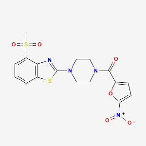 molecular formula C17H16N4O6S2 B2382900 (4-(4-(Methylsulfonyl)benzo[d]thiazol-2-yl)piperazin-1-yl)(5-nitrofuran-2-yl)methanone CAS No. 923419-91-4