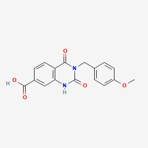 molecular formula C17H14N2O5 B2382905 3-[(4-甲氧苯基)甲基]-2,4-二氧代-1H-喹唑啉-7-羧酸 CAS No. 892262-30-5