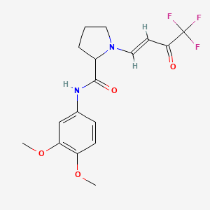 molecular formula C17H19F3N2O4 B2382907 (E)-N-(3,4-dimethoxyphenyl)-1-(4,4,4-trifluoro-3-oxobut-1-en-1-yl)pyrrolidine-2-carboxamide CAS No. 1322226-65-2