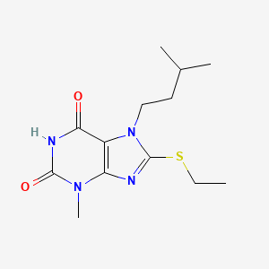 molecular formula C13H20N4O2S B2382911 8-(ethylthio)-7-isopentyl-3-methyl-1H-purine-2,6(3H,7H)-dione CAS No. 313530-81-3