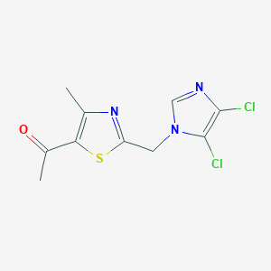 molecular formula C10H9Cl2N3OS B2382915 1-{2-[(4,5-dichloro-1H-imidazol-1-yl)methyl]-4-methyl-1,3-thiazol-5-yl}ethan-1-one CAS No. 650592-06-6