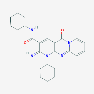 molecular formula C25H31N5O2 B2382920 N,1-dicyclohexyl-2-imino-10-methyl-5-oxo-2,5-dihydro-1H-dipyrido[1,2-a:2',3'-d]pyrimidine-3-carboxamide CAS No. 617694-54-9