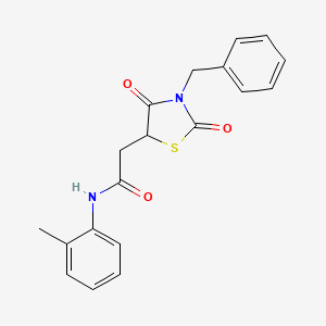 molecular formula C19H18N2O3S B2382937 2-(3-benzyl-2,4-dioxo-1,3-thiazolidin-5-yl)-N-(2-methylphenyl)acetamide CAS No. 923677-05-8